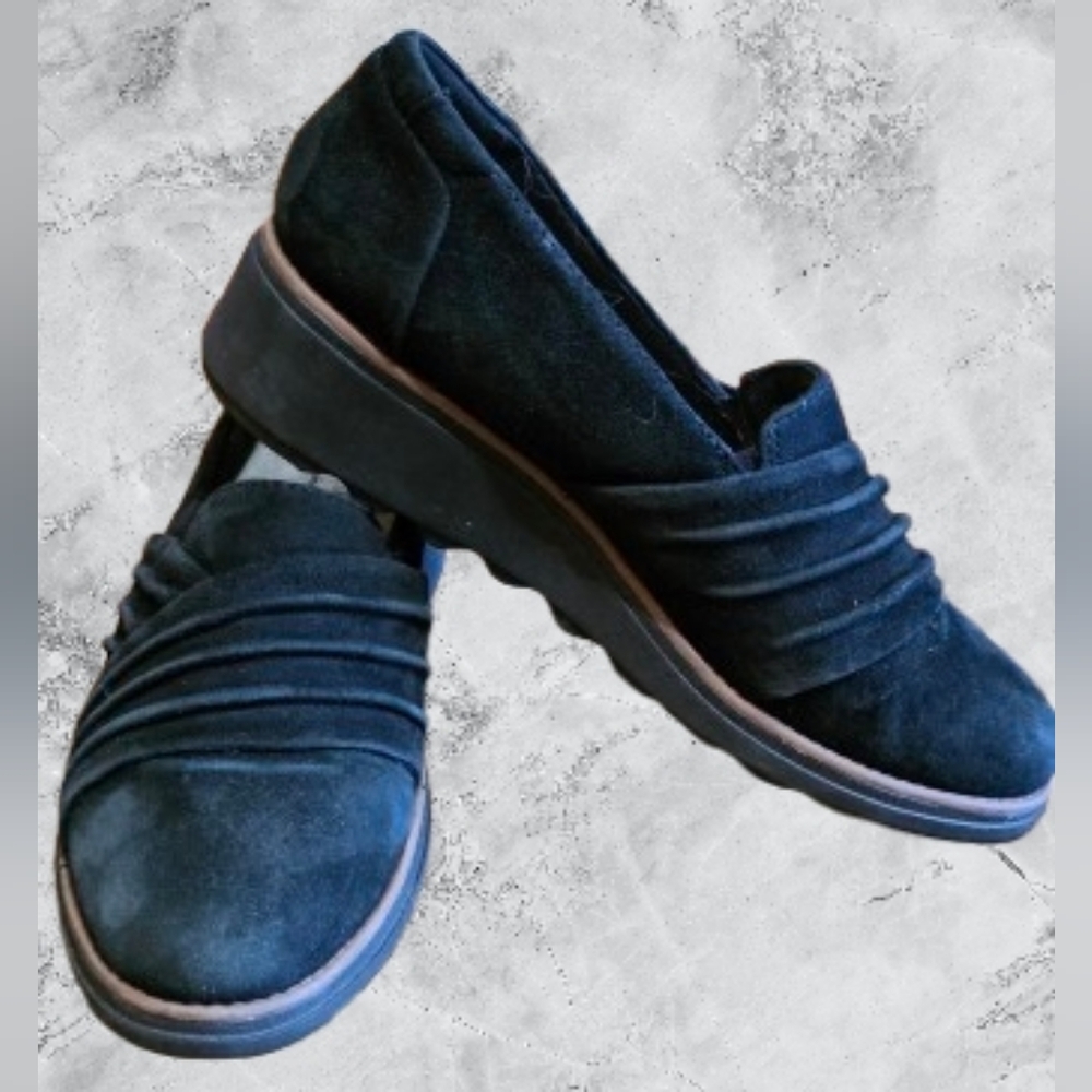 Clarks Black Suede Comfort Loafers